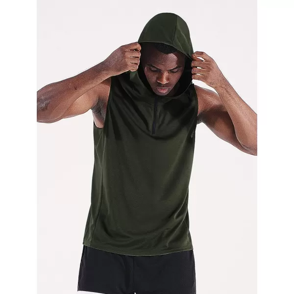 Neleus Men's Running Tank Tops 3 Pack Sleeveless Workout Athletic Shirts with Hoods
