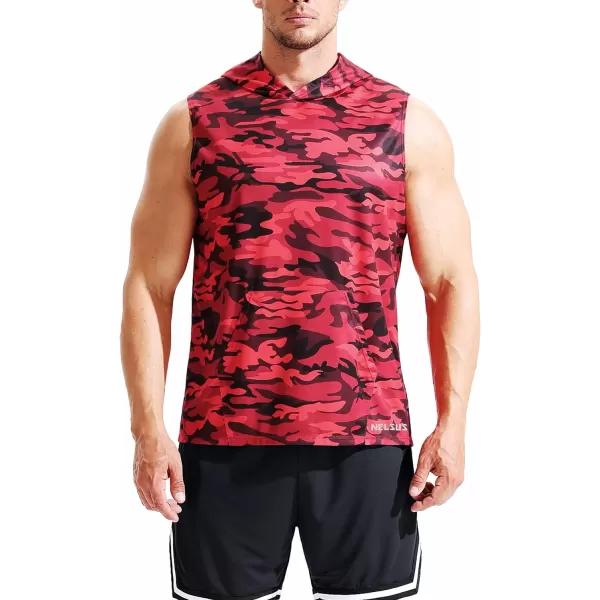 Neleus Men's Running Tank Tops 3 Pack Sleeveless Workout Athletic Shirts with Hoods