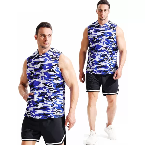 Neleus Men's Running Tank Tops 3 Pack Sleeveless Workout Athletic Shirts with Hoods