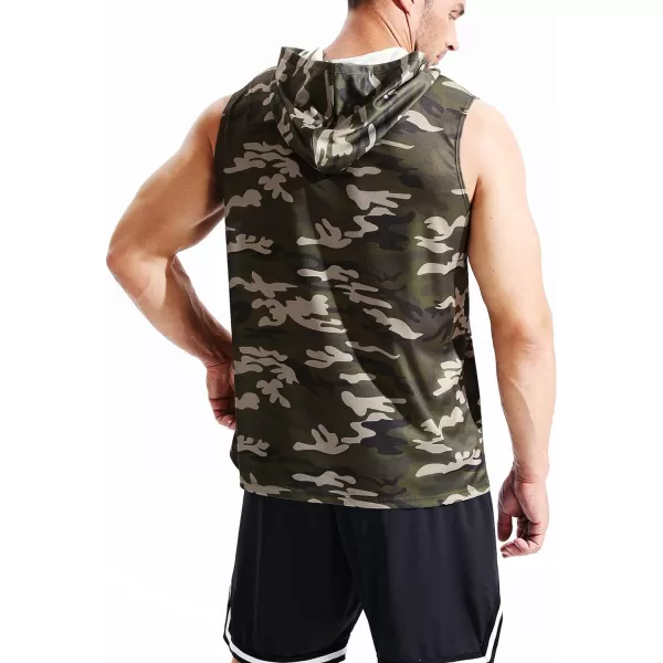 Neleus Men's Running Tank Tops 3 Pack Sleeveless Workout Athletic Shirts with Hoods