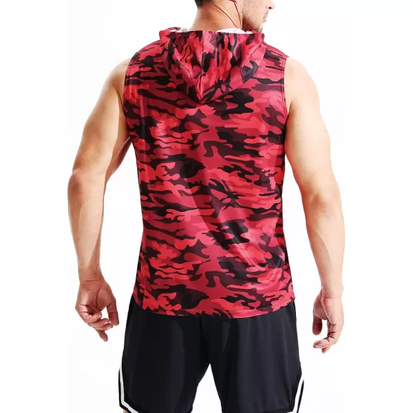 Neleus Men's Running Tank Tops 3 Pack Sleeveless Workout Athletic Shirts with Hoods