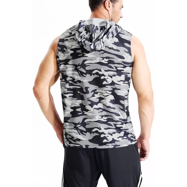 Neleus Men's Running Tank Tops 3 Pack Sleeveless Workout Athletic Shirts with Hoods
