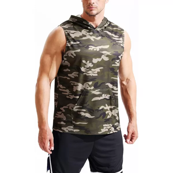 Neleus Men's Running Tank Tops 3 Pack Sleeveless Workout Athletic Shirts with Hoods