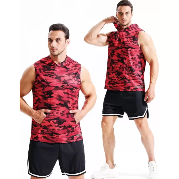 Neleus Men's Running Tank Tops 3 Pack Sleeveless Workout Athletic Shirts with Hoods