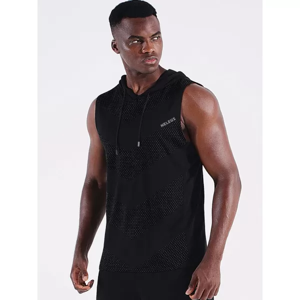 Neleus Men's Workout Tank Tops 3 Pack Sleeveless Running Shirts with Hoodie
