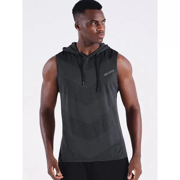 Neleus Men's Workout Tank Tops 3 Pack Sleeveless Running Shirts with Hoodie