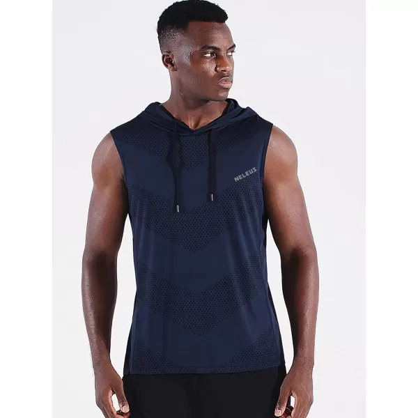 Neleus Men's Workout Tank Tops 3 Pack Sleeveless Running Shirts with Hoodie
