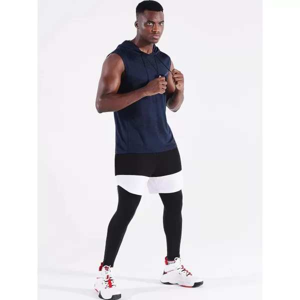 Neleus Men's Workout Tank Tops 3 Pack Sleeveless Running Shirts with Hoodie
