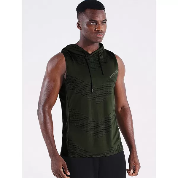 Neleus Men's Workout Tank Tops 3 Pack Sleeveless Running Shirts with Hoodie