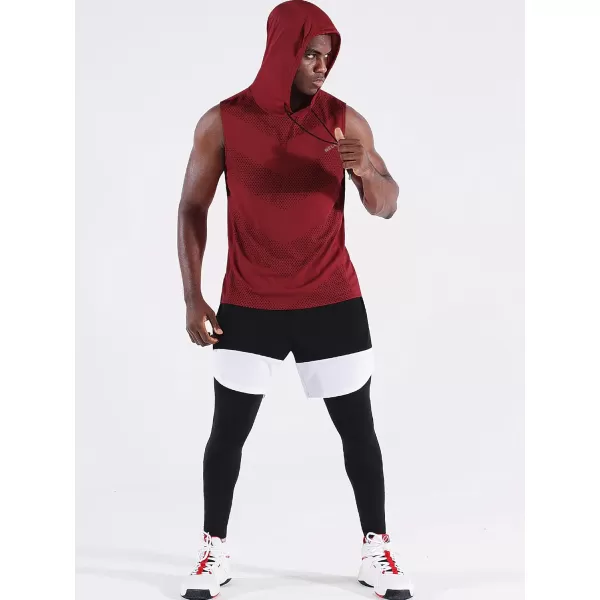 Neleus Men's Workout Tank Tops 3 Pack Sleeveless Running Shirts with Hoodie