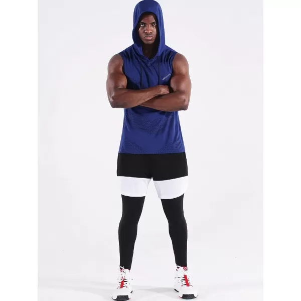 Neleus Men's Workout Tank Tops 3 Pack Sleeveless Running Shirts with Hoodie