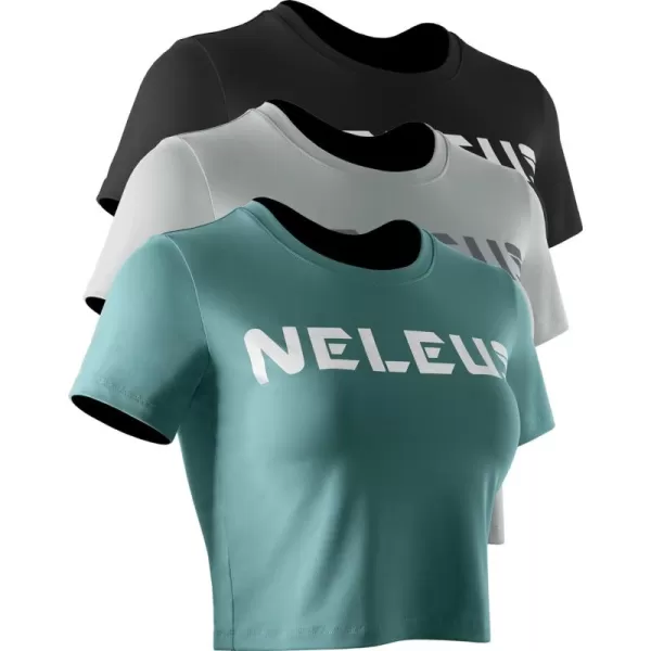 Neleus Women's Running Crop Tank Tops Dry Fit Workout Athletic Shirts Pack of 3