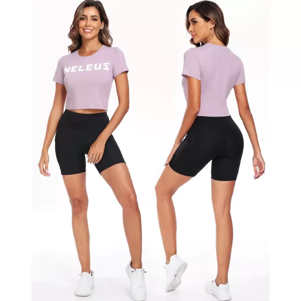 Neleus Women's Running Crop Tank Tops Dry Fit Workout Athletic Shirts Pack of 3