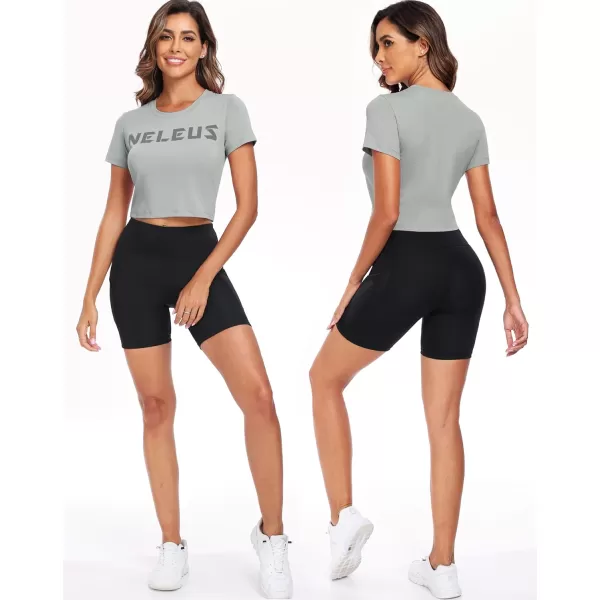 Neleus Women's Running Crop Tank Tops Dry Fit Workout Athletic Shirts Pack of 3