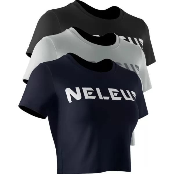 Neleus Women's Running Crop Tank Tops Dry Fit Workout Athletic Shirts Pack of 3