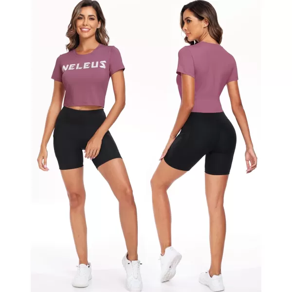 Neleus Women's Running Crop Tank Tops Dry Fit Workout Athletic Shirts Pack of 3