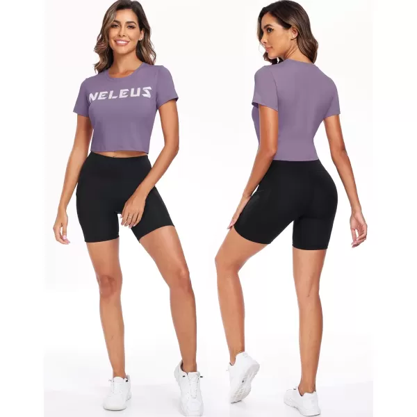 Neleus Women's Running Crop Tank Tops Dry Fit Workout Athletic Shirts Pack of 3
