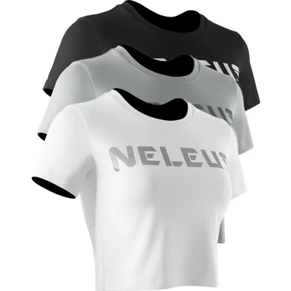 Neleus Women's Running Crop Tank Tops Dry Fit Workout Athletic Shirts Pack of 3