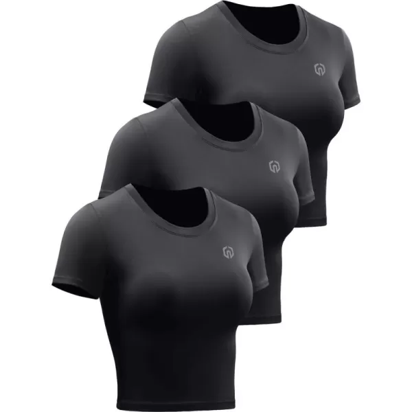 Neleus Women's Running Crop Tank Tops Dry Fit Workout Athletic Shirts Pack of 3