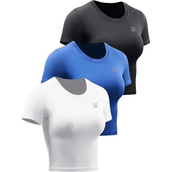 Neleus Women's Running Crop Tank Tops Dry Fit Workout Athletic Shirts Pack of 3