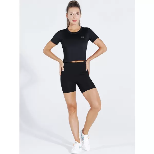 Neleus Women's Running Crop Tank Tops Dry Fit Workout Athletic Shirts Pack of 3