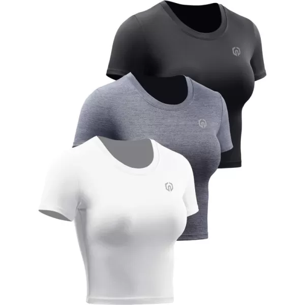Neleus Women's Running Crop Tank Tops Dry Fit Workout Athletic Shirts Pack of 3