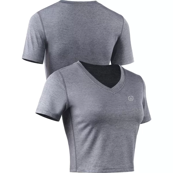 Neleus Women's Running Crop Tank Tops Dry Fit Workout Athletic Shirts Pack of 3