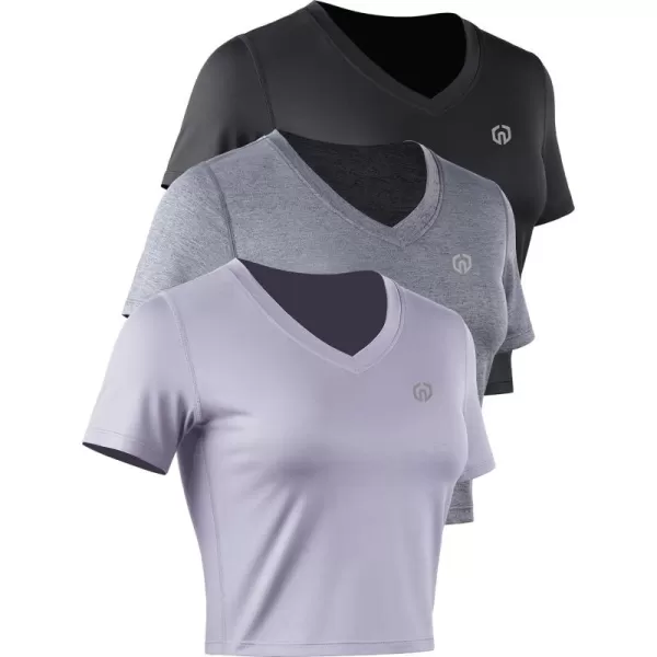 Neleus Women's Running Crop Tank Tops Dry Fit Workout Athletic Shirts Pack of 3