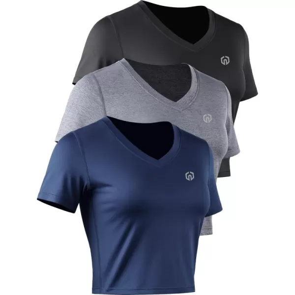 Neleus Women's Running Crop Tank Tops Dry Fit Workout Athletic Shirts Pack of 3