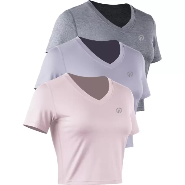 Neleus Women's Running Crop Tank Tops Dry Fit Workout Athletic Shirts Pack of 3