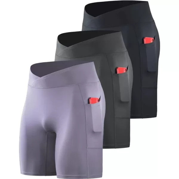 NELEUS Men's Compression Short with Pocket Dry Fit Yoga Running Shorts Pack of 3