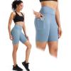 imageNELEUS Womens 3 Pack Biker Shorts High Waist Running Yoga Shorts with Pockets9115 BlackGreyLight Blue  3 Pack