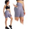 imageNELEUS Womens 3 Pack Biker Shorts High Waist Running Yoga Shorts with Pockets9115 BlueGreyPurple  3 Pack