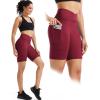 imageNELEUS Womens 3 Pack Biker Shorts High Waist Running Yoga Shorts with Pockets9115 BlueGreyRed 3 Pack