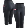 imageNELEUS Womens Tummy Control High Waist Capri Running Leggings Yoga Pants with Pocket9120 BlackBlackBlack 3 Pack
