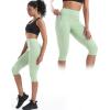 imageNELEUS Womens Tummy Control High Waist Capri Running Leggings Yoga Pants with Pocket9120 BlackGreyLight Green 3 Pack