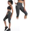imageNELEUS Womens Tummy Control High Waist Capri Running Leggings Yoga Pants with Pocket9120 BlackGreyRed 3 Pack
