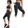 imageNELEUS Womens Tummy Control High Waist Capri Running Leggings Yoga Pants with Pocket9120 BlackNavy Blue 2 Pack