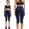 imageNELEUS Womens Tummy Control High Waist Capri Running Leggings Yoga Pants with Pocket9120 BlackNavy Blue 2 Pack