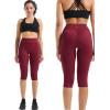 imageNELEUS Womens Tummy Control High Waist Capri Running Leggings Yoga Pants with Pocket9120 BlackRed 2 Pack