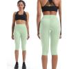 imageNELEUS Womens Tummy Control High Waist Capri Running Leggings Yoga Pants with Pocket9120 PinkLight Green 2 Pack