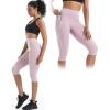 imageNELEUS Womens Tummy Control High Waist Capri Running Leggings Yoga Pants with Pocket9120 PinkLight Green 2 Pack