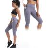 imageNELEUS Womens Tummy Control High Waist Capri Running Leggings Yoga Pants with Pocket9120 PurpleLight Blue 2 Pack