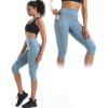 imageNELEUS Womens Tummy Control High Waist Capri Running Leggings Yoga Pants with Pocket9120 PurpleLight Blue 2 Pack
