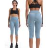 imageNELEUS Womens Tummy Control High Waist Capri Running Leggings Yoga Pants with Pocket9120 PurpleLight Blue 2 Pack