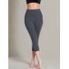 imageNELEUS Womens Tummy Control High Waist Capri Running Leggings Yoga Pants with PocketZ109 BlackGrey 2 Pack