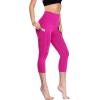 imageNELEUS Womens Tummy Control High Waist Capri Running Leggings Yoga Pants with PocketZ109 RedBurgundyRose Red 3 Pack