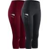 imageNELEUS Womens Tummy Control High Waist Capri Running Leggings Yoga Pants with Pocket9027 BlackBurgundy 2 Pack