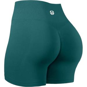 imageNELEUS Workout ShortsLegging for Women Scrunch Seamless Soft High Waist Gym ShortsPantsQ1055 1 Pack deep Green