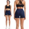 imageNELEUS Womens Athletic Shorts High Waist Tummy Control Workout Biker Shorts for Running Gym Yoga9118 BlackGreyDark Navy 3 Pack